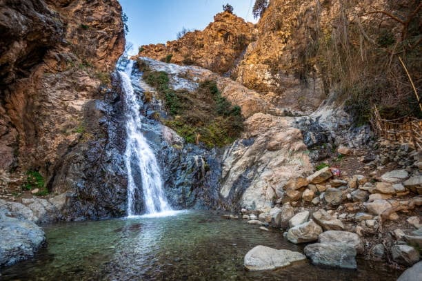 One of the seven waterfalls, in Ourika Valley, close to Setti Fatma village, Atlas Mountains, Morocco