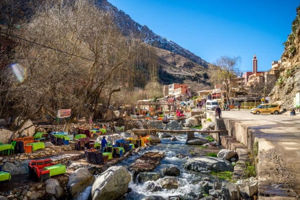 Setti Fatma restaurant tables into the river