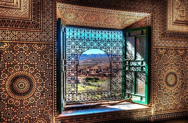 beautiful window in the Kasbah Telouet High-Atlas