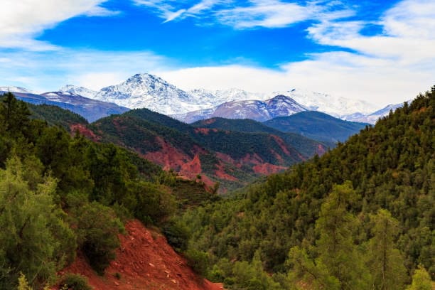 fantastic panoramic view of summits in atlas mountains in Morocco